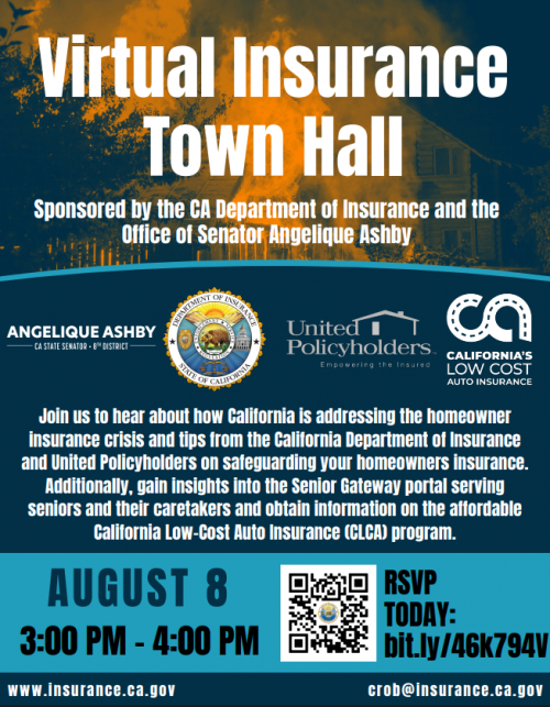 Flyer for Virtual Insurance Town Hall