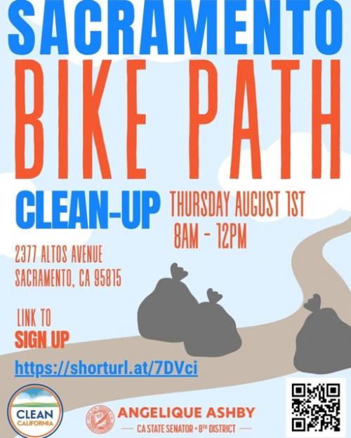 Flyer for Sacramento Bike Path CleanUp Event. 